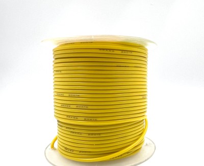 На катушке Медный провод 26AWG 30м 0,14 кв.мм (30*0,08мм) (желтый, UL3135) LFW-26Y в мягкой силиконовой изоляции