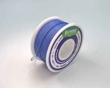 На катушке Медный провод 30AWG 20м 0,06 кв.мм (11*0,08мм) (синий, UL3135) LFW-30Bl в мягкой силиконовой изоляции