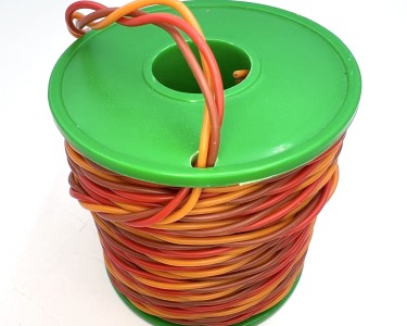 Плетеный трехжильный провод (силикон) 23AWG 3*0,25 мм² (коричневый/красный/оранжевый, UL3135) LFW-23