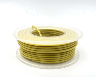 На катушке Медный провод 24AWG 10м 0,2 кв.мм (40*0,08мм) (желтый, UL3135) LFW-24Y в мягкой силиконовой изоляции