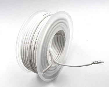 На катушке Медный провод 24AWG 10м 0,2 кв.мм (40*0,08мм) (белый, UL3135) LFW-24W в мягкой силиконовой изоляции