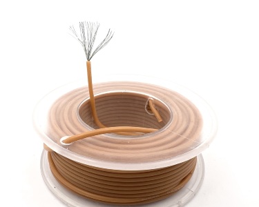 На катушке Медный провод 24AWG 10м 0,2 кв.мм (40*0,08мм) (оранжевый, UL3135) LFW-24O в мягкой силиконовой изоляции