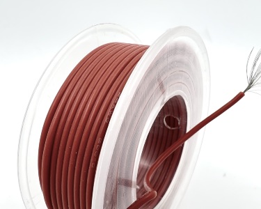 На катушке Медный провод 24AWG 10м 0,2 кв.мм (40*0,08мм) (коричневый, UL3135) LFW-24Br в мягкой силиконовой изоляции