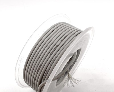 На катушке Медный провод 24AWG 10м 0,2 кв.мм (40*0,08мм) (серый, UL3135) LFW-24Gr в мягкой силиконовой изоляции