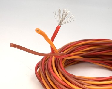 Плетеный трехжильный провод (силикон) 23AWG 3*0,25 мм² (коричневый/красный/оранжевый, UL3135) LFW-23