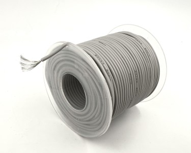 На катушке Медный провод 24AWG 30м 0,2 кв.мм (40*0,08мм) (серый, UL3135) LFW-24Gr в мягкой силиконовой изоляции