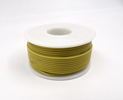 На катушке Медный провод 28AWG 10м 0,08 кв.мм (16*0,08мм) (желтый, UL3135) LFW-28Y в мягкой силиконовой изоляции