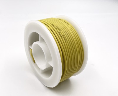 На катушке Медный провод 28AWG 10м 0,08 кв.мм (16*0,08мм) (желтый, UL3135) LFW-28Y в мягкой силиконовой изоляции