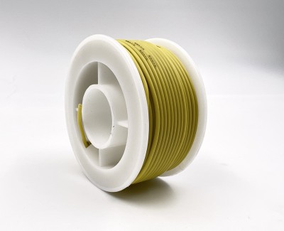 На катушке Медный провод 28AWG 10м 0,08 кв.мм (16*0,08мм) (желтый, UL3135) LFW-28Y в мягкой силиконовой изоляции
