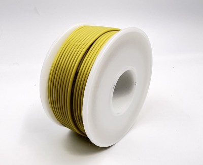 На катушке Медный провод 28AWG 10м 0,08 кв.мм (16*0,08мм) (желтый, UL3135) LFW-28Y в мягкой силиконовой изоляции