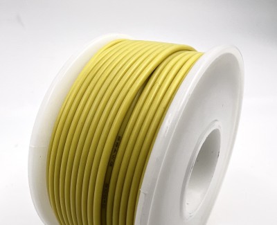 На катушке Медный провод 28AWG 10м 0,08 кв.мм (16*0,08мм) (желтый, UL3135) LFW-28Y в мягкой силиконовой изоляции