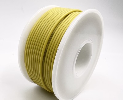На катушке Медный провод 28AWG 10м 0,08 кв.мм (16*0,08мм) (желтый, UL3135) LFW-28Y в мягкой силиконовой изоляции