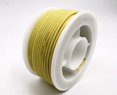 На катушке Медный провод 28AWG 10м 0,08 кв.мм (16*0,08мм) (желтый, UL3135) LFW-28Y в мягкой силиконовой изоляции