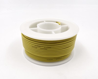 На катушке Медный провод 28AWG 10м 0,08 кв.мм (16*0,08мм) (желтый, UL3135) LFW-28Y в мягкой силиконовой изоляции