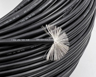 15AWG 1,5 мм² Медный провод в силиконовой изоляции (чёрный, UL3135) LFW-15B