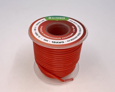 На катушке Медный провод 18AWG 15м 0,75 кв.мм (150*0,08мм) (красный,, UL3135) LFW-18B в мягкой силиконовой изоляции