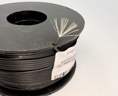 На катушке Медный провод 24AWG 100м 0,2 кв.мм (40*0,08мм) (черный, UL3135) LFW-24B в мягкой силиконовой изоляции