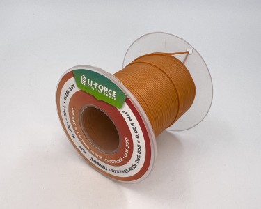 На катушке Медный провод 30AWG 50м 0,06 кв.мм (11*0,08мм) (оранжевый, UL3135) LFW-30O в мягкой силиконовой изоляции