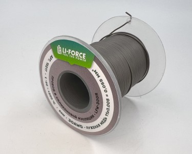 На катушке Медный провод 30AWG 50м 0,06 кв.мм (11*0,08мм) (серый, UL3135) LFW-30Gr в мягкой силиконовой изоляции