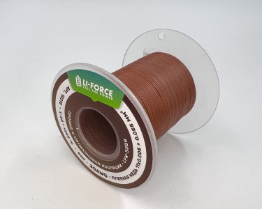На катушке Медный провод 30AWG 50м 0,06 кв.мм (11*0,08мм) (коричневый, UL3135) LFW-30Br в мягкой силиконовой изоляции