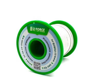 На катушке медный провод 26AWG 50м 0,14 кв.мм (30*0,08мм) (белый, UL3135) LFW-26W в мягкой силиконовой изоляции
