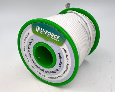 На катушке Медный провод 18AWG 30м 0,75 кв.мм (150*0,08мм) (белый, UL3135) LFW-18B в мягкой силиконовой изоляции