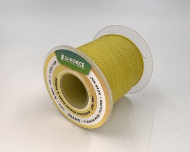 На катушке Медный провод 30AWG 100м 0,06 кв.мм (11*0,08мм) (желтый, UL3135) LFW-30Y в мягкой силиконовой изоляции