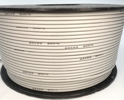 На катушке Медный провод 24AWG 100м 0,2 кв.мм (40*0,08мм) (серый, UL3135) LFW-24Gr в мягкой силиконовой изоляции