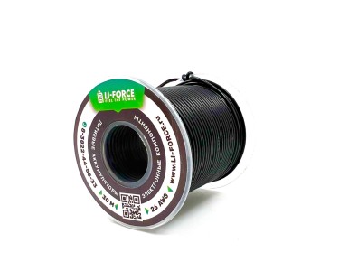 На катушке Медный провод 26AWG 30м 0,14 кв.мм (30*0,08мм) (черный, UL3135) LFW-26B в мягкой силиконовой изоляции