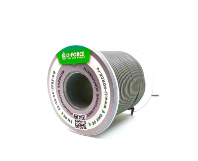 На катушке Медный провод 26AWG 30м 0,14 кв.мм (30*0,08мм) (серый, UL3135) LFW-26Gr в мягкой силиконовой изоляции