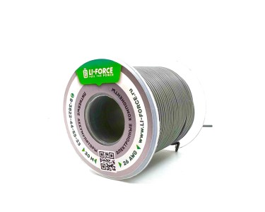 На катушке Медный провод 26AWG 30м 0,14 кв.мм (30*0,08мм) (серый, UL3135) LFW-26Gr в мягкой силиконовой изоляции