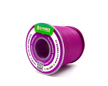 На катушке Медный провод 22AWG 30м 0,3 кв.мм (60*0,08мм) (сиреневый, UL3135) LFW-22V в мягкой силиконовой изоляции