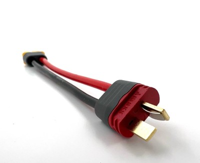 Разъем питания Amass XT60H-F с силиконовым проводом 14AWG ->T-plug-M, 100мм