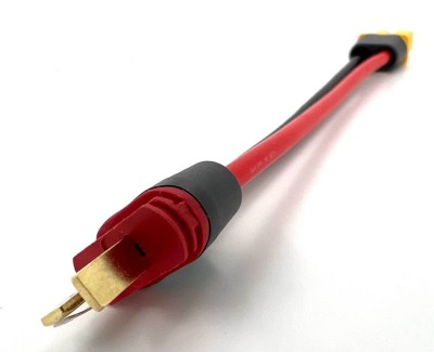 Разъем питания Amass XT60H-F с силиконовым проводом 14AWG ->T-plug-M, 100мм