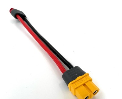 Разъем питания Amass XT60H-F с силиконовым проводом 14AWG ->T-plug-M, 100мм