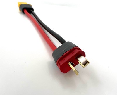 Разъем питания Amass XT60H-F с силиконовым проводом 14AWG ->T-plug-M, 100мм