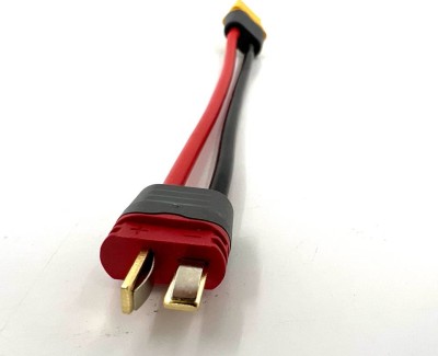 Разъем питания Amass XT60H-F с силиконовым проводом 14AWG ->T-plug-M, 100мм