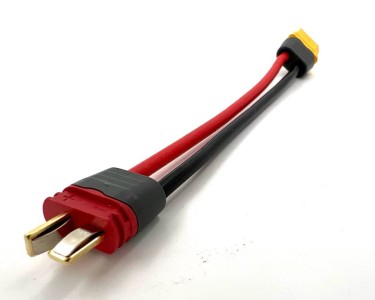 Разъем питания Amass XT60H-F с силиконовым проводом 14AWG ->T-plug-M, 100мм