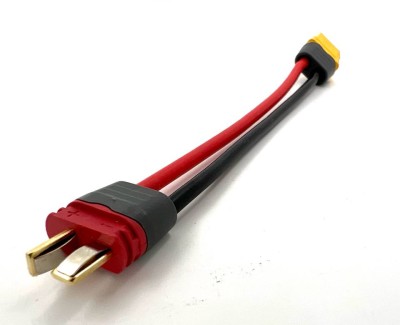 Разъем питания Amass XT60H-F с силиконовым проводом 14AWG ->T-plug-M, 100мм