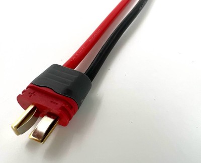 Разъем питания T-plug-M с силиконовым проводом 14AWG 100мм