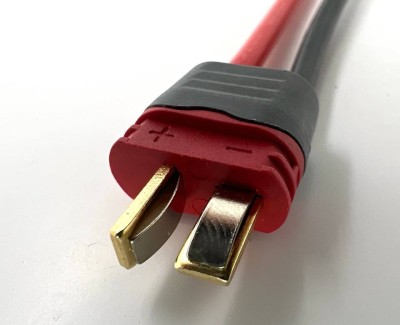 Разъем питания T-plug-M с силиконовым проводом 14AWG 100мм