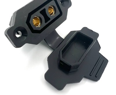 Разъем Amass XT90E-F + колпачок (розетка, 90А, черный)