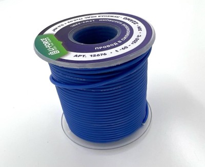 На катушке Медный провод 22AWG 30м 0,3 кв.мм (17*0,16мм) (синий, UL3367) LFW3-22Bl в мягкой силиконовой изоляции
