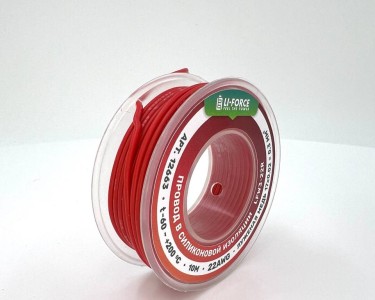 На катушке Медный провод 22AWG 10м 0,3 кв.мм (17*0,16мм) (красный, UL3367) LFW3-22R в мягкой силиконовой изоляции