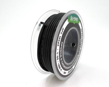 На катушке Медный провод 22AWG 10м 0,3 кв.мм (17*0,16мм) (черный, UL3367) LFW3-22B в мягкой силиконовой изоляции