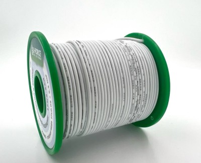 На катушке Медный провод 22AWG 50м 0,3 кв.мм (17*0,16мм) (белый, UL3367) LFW3-22W в мягкой силиконовой изоляции