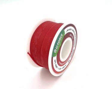 На катушке Медный провод 28AWG 10м 0,08 кв.мм (7*0,12мм) (красный, UL3367) LFW3-28R в мягкой силиконовой изоляции