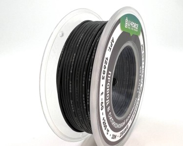 На катушке Медный провод 28AWG 20м 0,08 кв.мм (7*0,12мм) (черный, UL3367) LFW3-28B в мягкой силиконовой изоляции