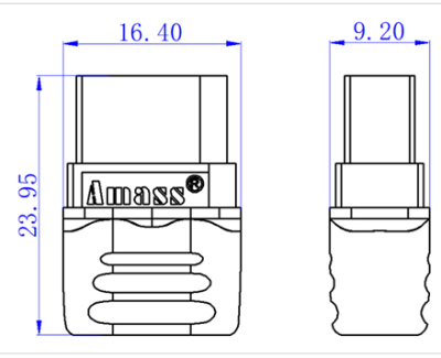 Разъем Amass XT60I-F (2+1) (розетка, 60А, оранжевый)