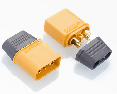 Разъем Amass XT90(2+2)-M (вилка, 90А, желтый)